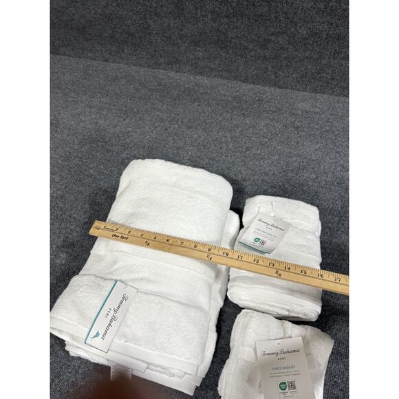 Tommy Bahama 9 Piece Premium Cotton Bath Towel Set Solid White NEW - Picture 12 of 12